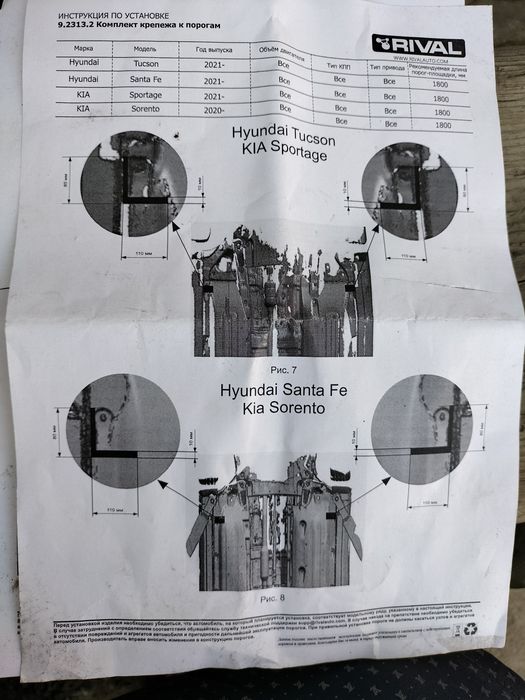 Комплект крепежа к порогам