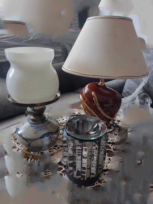 2бр.-10% 4 нощни настолни лампи кристал/текстил/ръчна керамика/стъкло