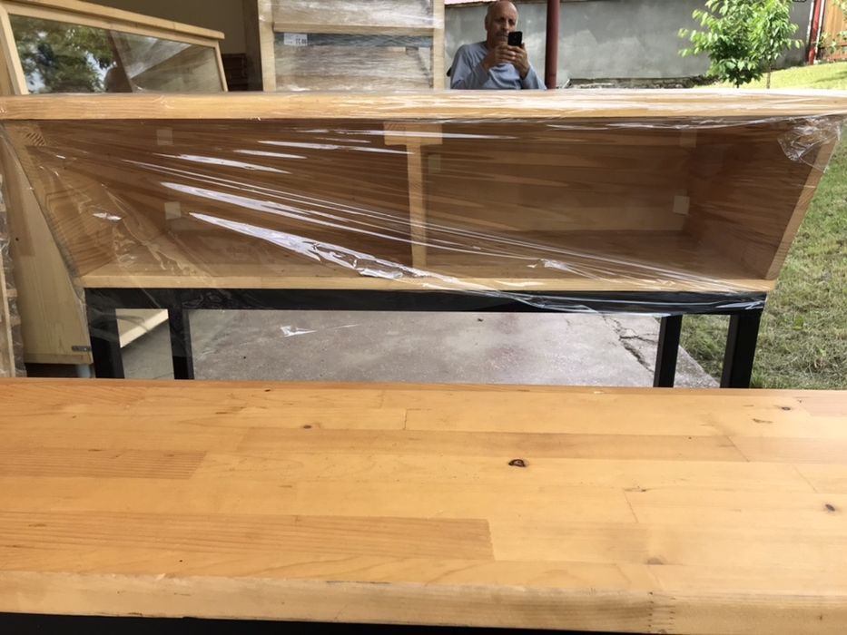 Birou / Masa banca scoala anii 90’ lemn masiv brad