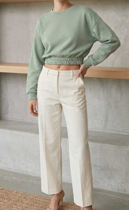 Bluză cropped oversized Mango din bumbac - XS-S