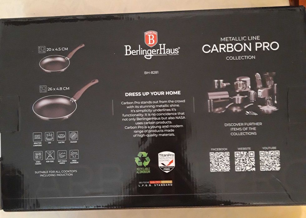 Set 2 tigai BerlingerHaus Metallic Line Carbon Pro BH-8281