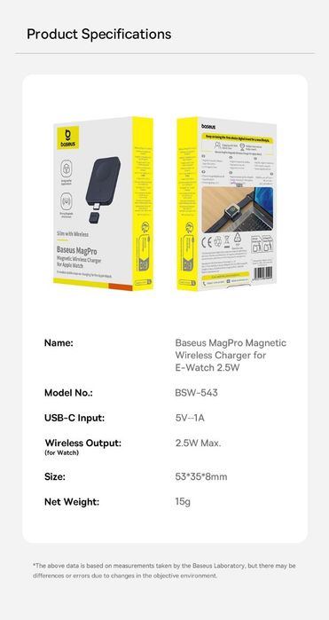 Baseus беспроводная зарядка для Apple watch s1-10 версий 2,5w