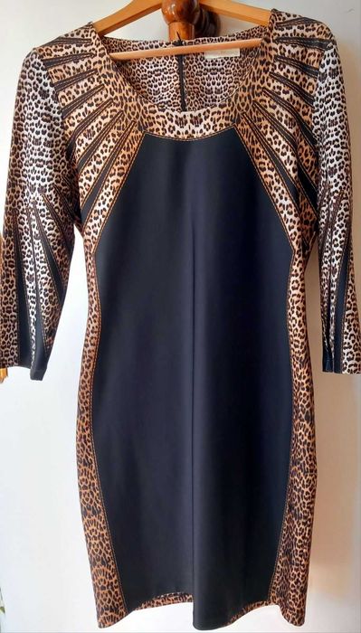 Рокля официална, празнична, елегантна розова, черна, зелена, леопард