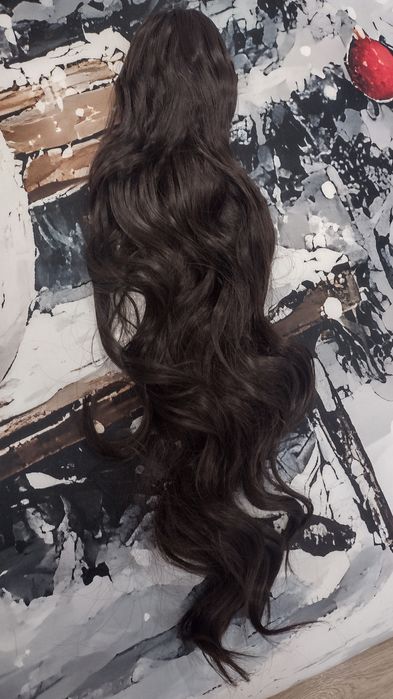 Коса за опашка тъмно кафяв цвят