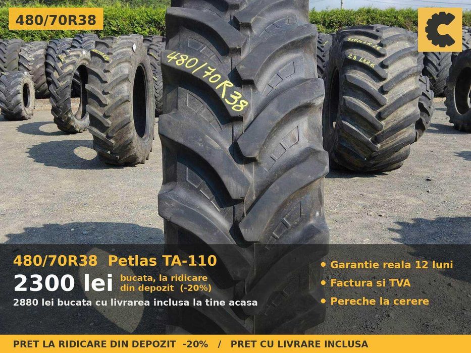 ANVELOPE 480/70R38 Petlas TA110 Cauciucuri Tractor Spate 4x4 New Holland Case Landini Same SH GARANTIE Factura TVA Livrare