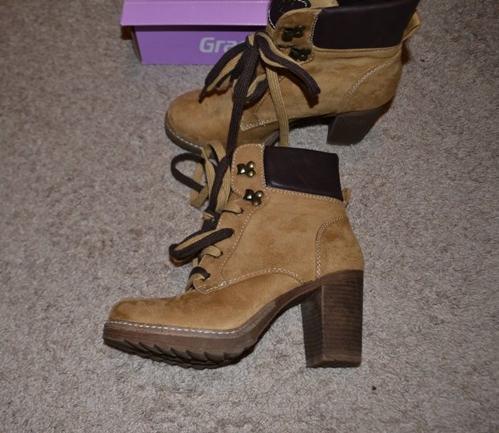 Botine dama, piele intoarsa eco, GRACELAND, bej, marime 38