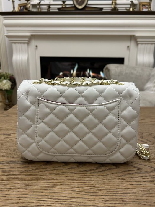 Geantă elegantă, stil luxury – alb, matlasată