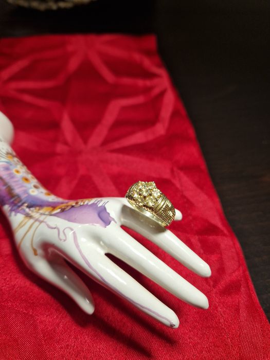 Изключителен сребърен пръстен с позлата и цитрин