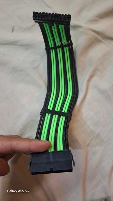 Cablu Extensie Sleeved 24-Pin ATX Placă de Bază-  Verde/Negru, Premium