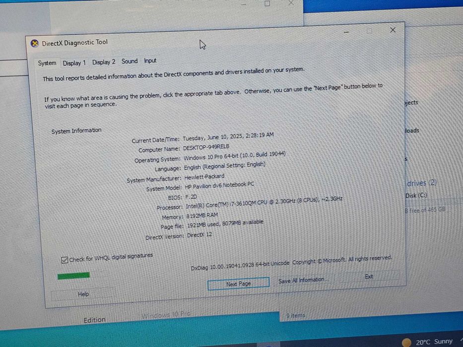 HP Pavilion dv6 "15,4 i7-3610qm 8gb ram 500hdd de