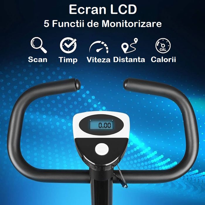 Bicicleta Fitness, CardioTrack, Rezistenta Ajustabila, Cadru Metalic, Inaltime Reglabila, Black