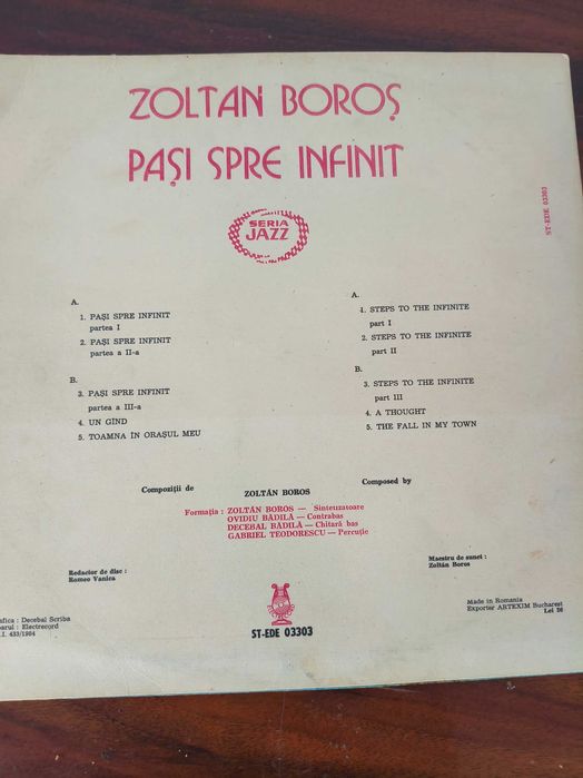 Vând disc vinil Zoltan Boroș: Pași spre infinit