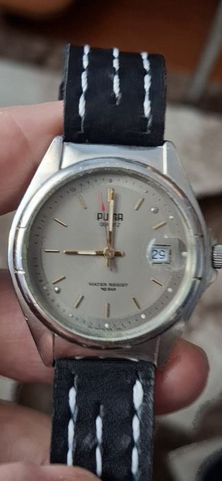 PUMA ceas de mînă bărbătesc cu baterie și curea din piele naturală.