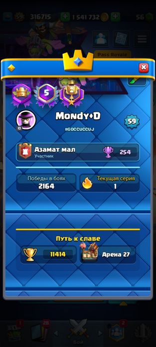 Продам аккаунт в клэш рояле срочно