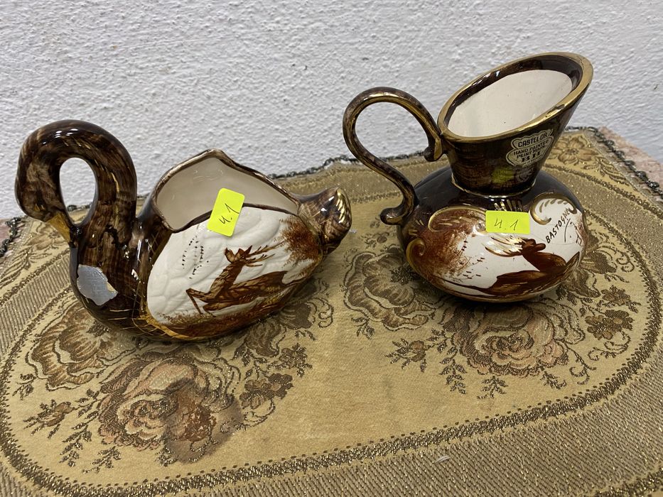 Ваза кутия Двоен сет от порцелан белгия с ловен мотив