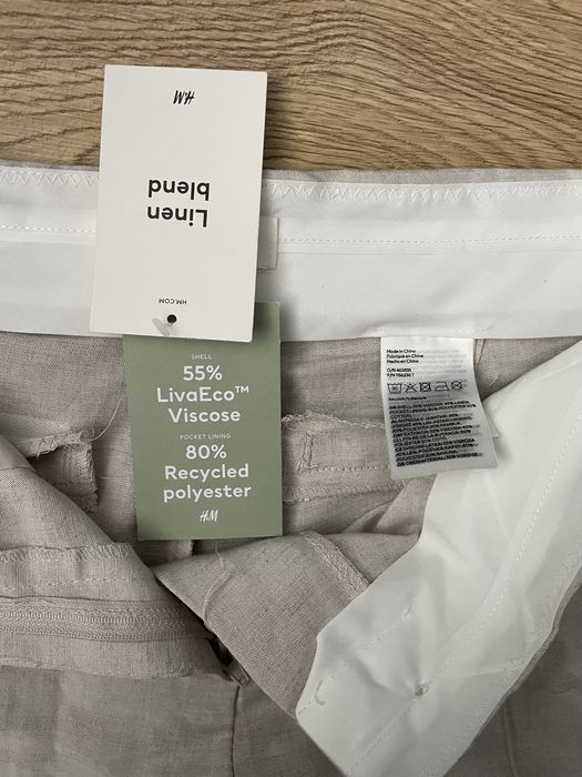 Pantaloni bej din in si vascoza Marime 40