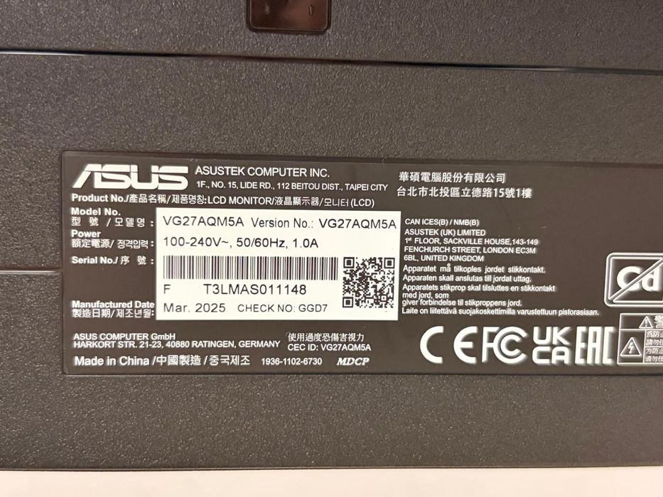 Monitor Gaming Asus TUF VG27AQM5A, 27" -T-