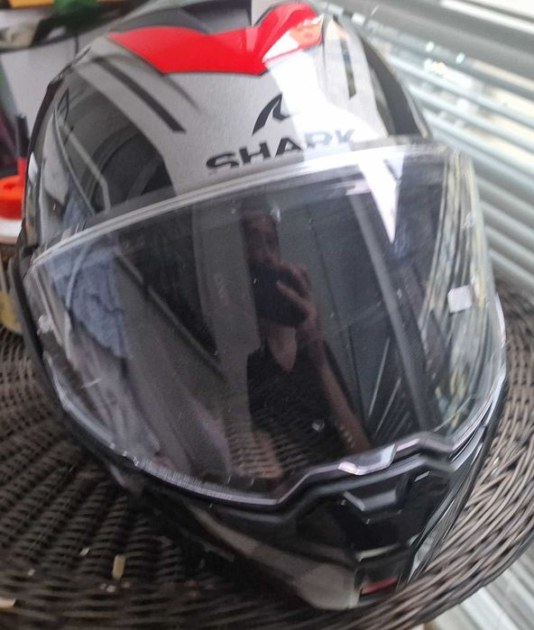 Мото каска Shark Oxo Modular Helmet Rydger - Gloss Black Silver Red – Размер L (59-60 см)