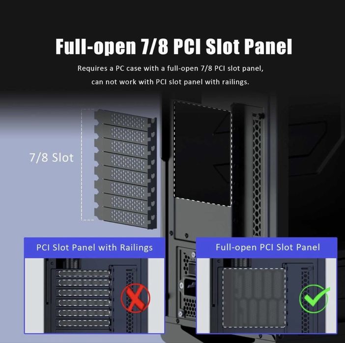 GLOTRENDS Suport Vertical GPU PCIe 5.0 x16 Riser 150mm 3 Slot RTX 5090 4090 RX 9070 Placa Video PC Gaming Resigilat Open Box