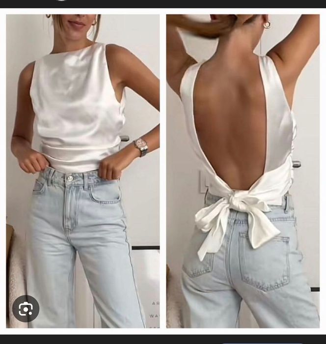 НОВО! Сатенен топ Zara с гол гръб L размер