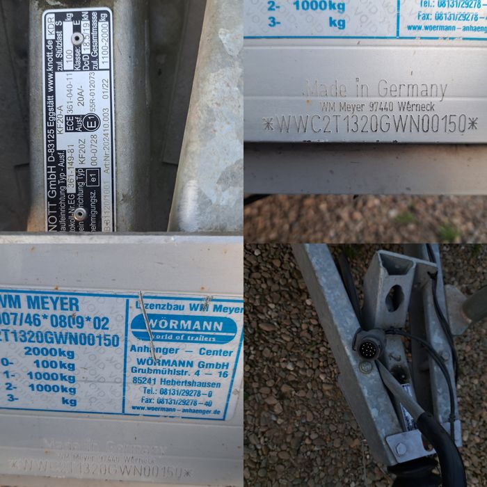 Remorca Aluminiu MEYER  de 2000 kg masa popie de 295 kg  An 10/2016 impecabila