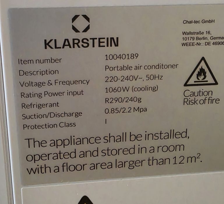 Мобилен климатик Klarstein 11,5k