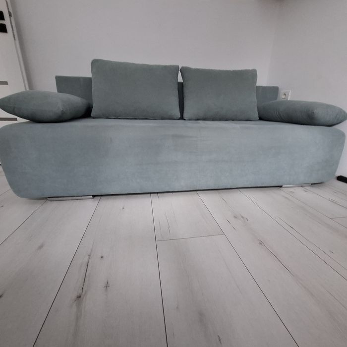 Canapea verde mentă extensibilă cu spatiu depozitare Georgia