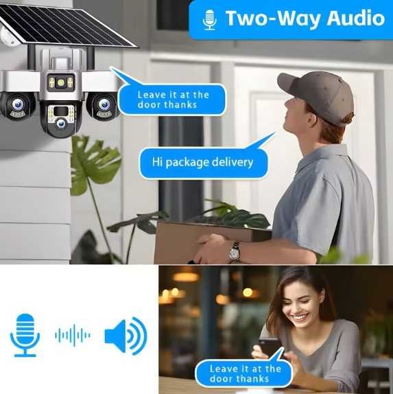 Камера със соларен панел V380Pro 4G, SIM карта, 18MP Full HD, 3 зони