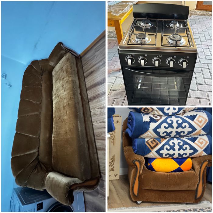 Диван с двумя кресломи и газ плита