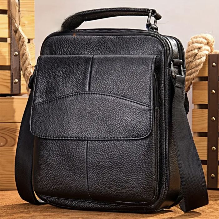 Мъжка универсална работна чанта с много голям размер /Черна ест. кожа!