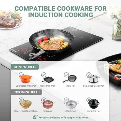 AMZCHEF индукционен плот 2 зони 3300W Flex Zone