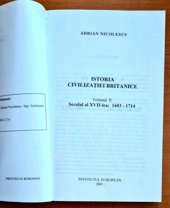 Istoria Civilizației Britanice de Adrian Nicolescu
