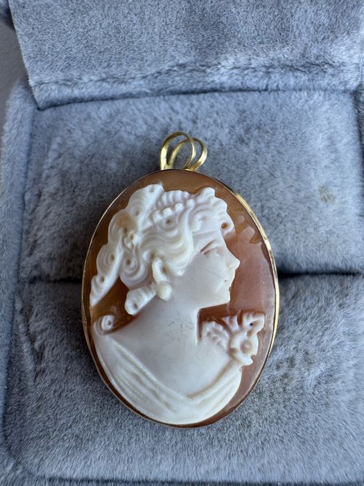 Brosa/pandantiv din aur si camee