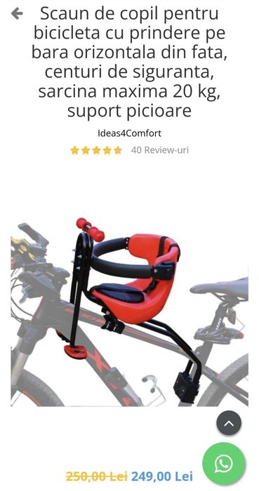 Scaun de copil pentru bicicleta
