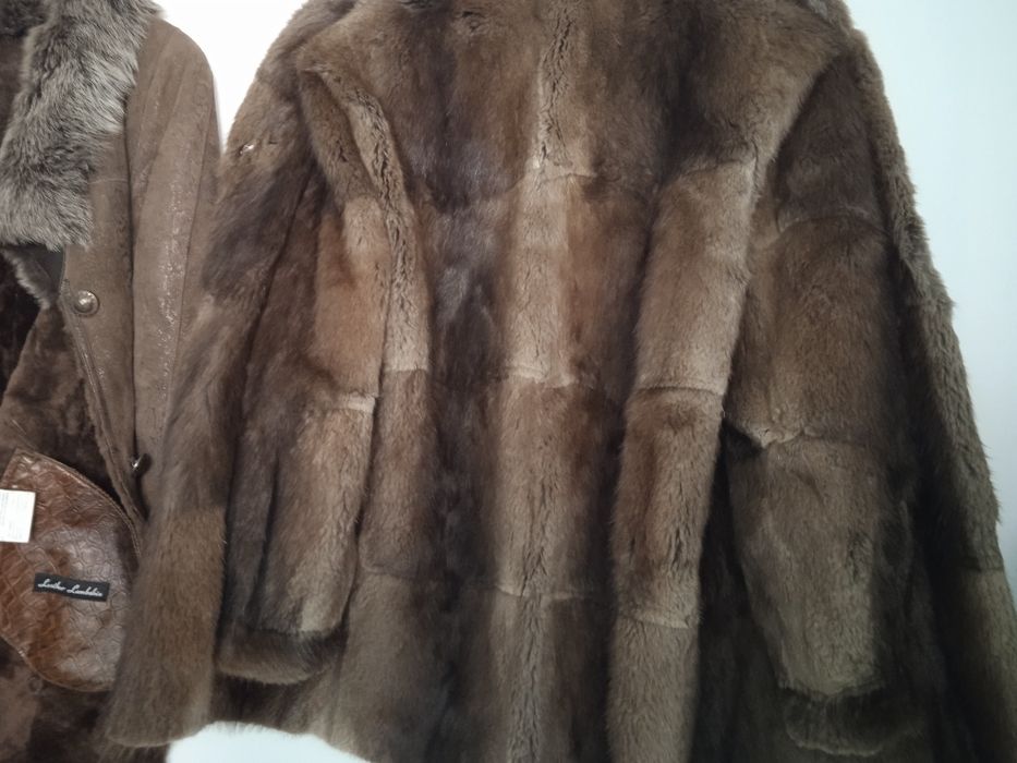 Шуба Натур Редкий Мех Винтаж Германия  Ондатра янтарная 46-48р Отл Сос
