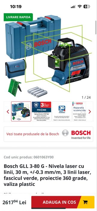 Nivele  laser Bosch  GLL 3-80 G/GLL 3-50-Sigilate