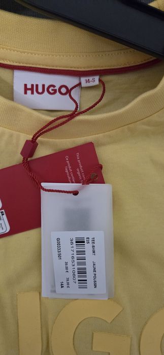 Tricou copii Hugo,original,marimea 162(14 ani)galben pal,nou,cu eticheta