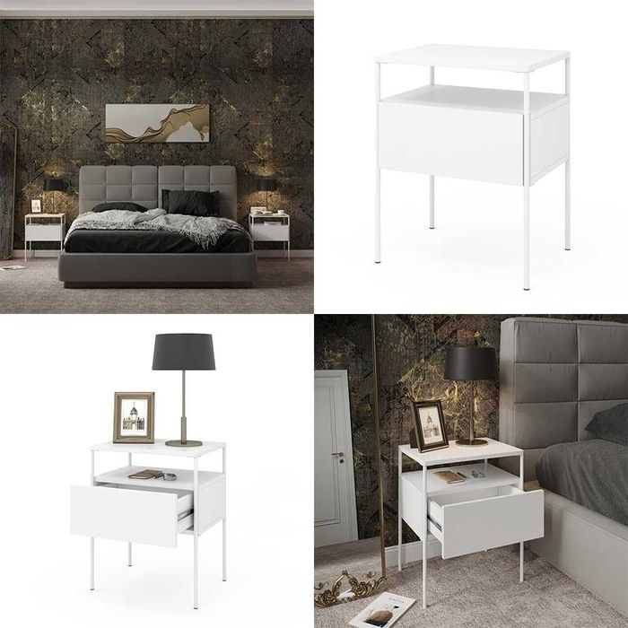 Нощно шкафче Vicco Mira, бяло, 40 х 50 см