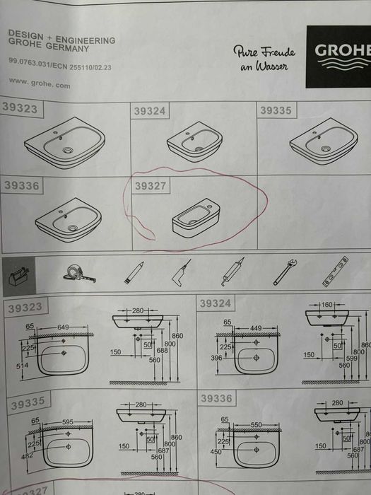 GROHE 39327000 - Умивалник 370 × 180