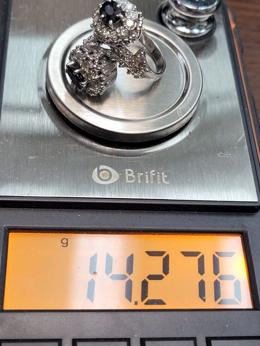 Златен пръстен 18к с Диаманти и сапфири /2ct+ диаманти/