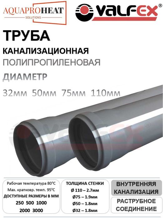 Канализационные трубы и фитинги VALFEX