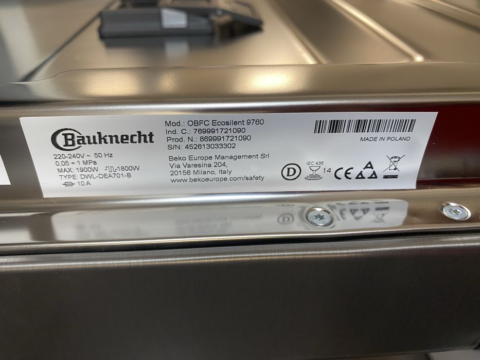 Свободно стояща съдомиялна BAUKNECHT OBFC Ecosilent 9760, 14 комплекта