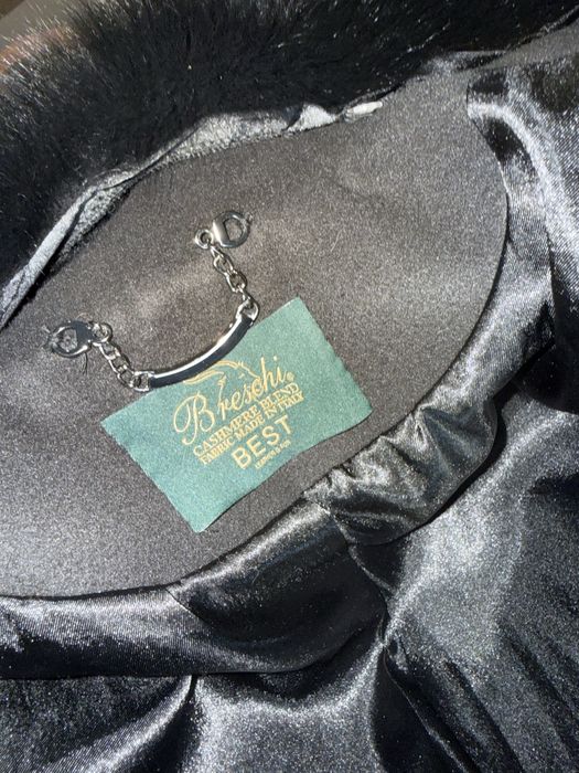 Черно кашмирено палто с пух