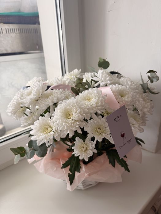 карзина букет, хризантема