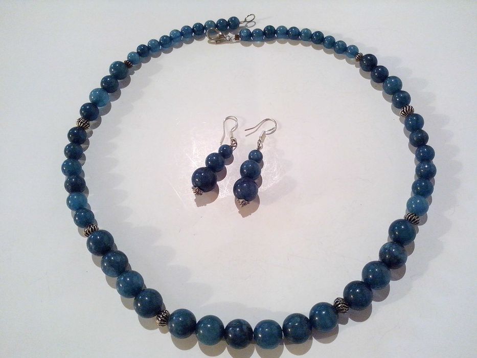 set argint si pietre naturale,apatit albastru,clasic,elegant