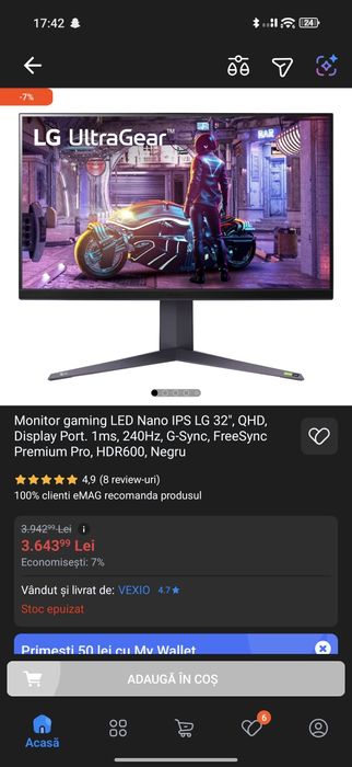 Monitor Gaming LG ultragear 32 inch 240 hz