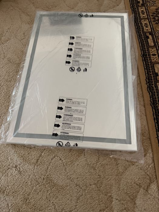 Oglindă LED baie 80x56 cm, iluminare perimetrală, touch, design modern