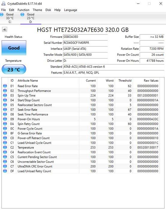 HDD laptop hgst 320GB