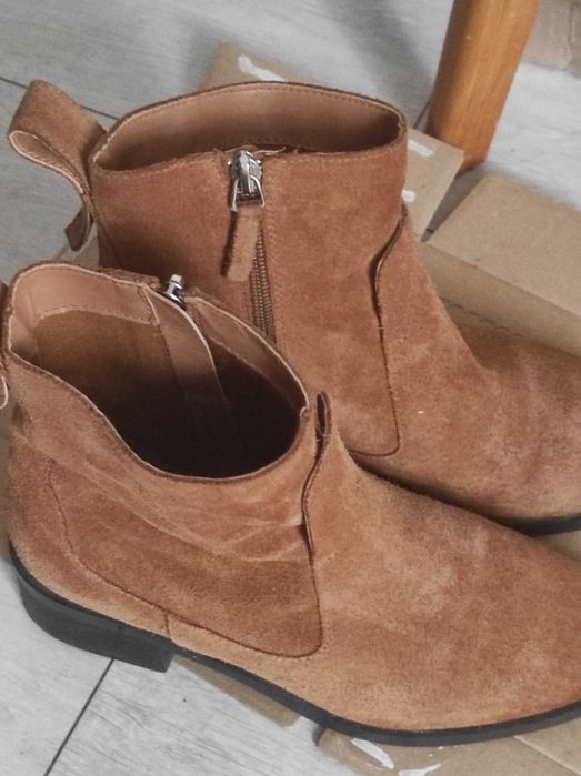 Papuci Zara 37 piele naturală întoarsă