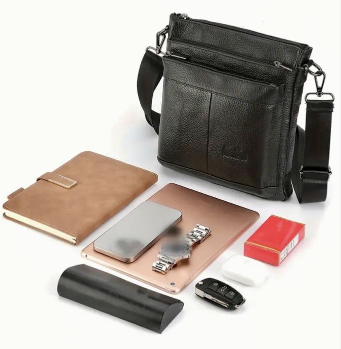 Мъжка творческа чанта (торба) за през рамо /Естест. кожа -20% Промоция